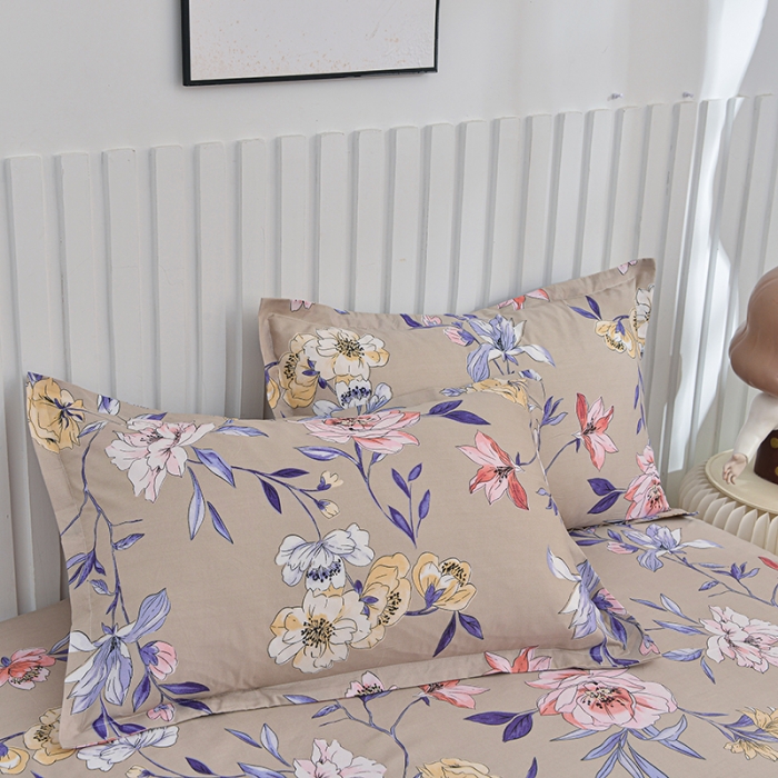 91家纺网 家纺一手货源 找家纺 小雨家纺 2026新款芦荟棉床笠 静美花颜棕