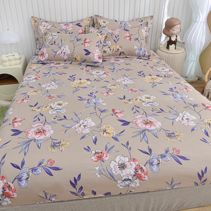 91家纺网 家纺一手货源 找家纺 小雨家纺 2026新款芦荟棉床笠 静美花颜棕