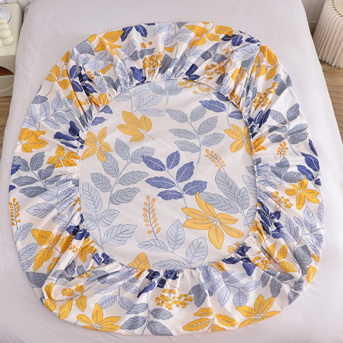 91家纺网 家纺一手货源 找家纺 小雨家纺 2026新款芦荟棉床笠 梦露花园黄