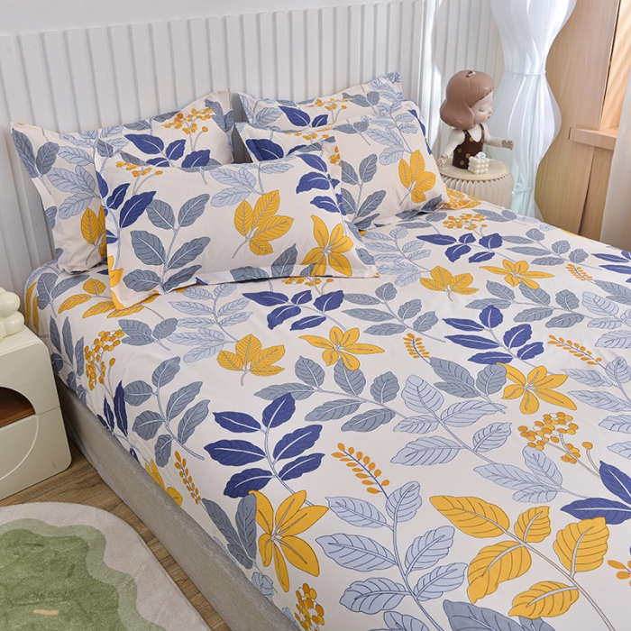 91家纺网 家纺一手货源 找家纺 小雨家纺 2026新款芦荟棉床笠 梦露花园黄