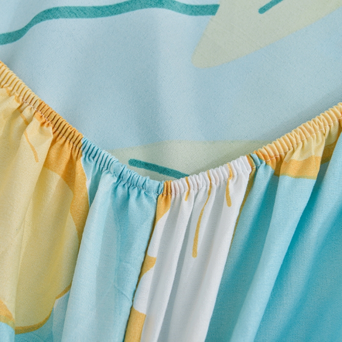 91家纺网 家纺一手货源 找家纺 小雨家纺 2026新款芦荟棉床笠 茗袖添香蓝