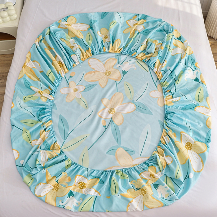 91家纺网 家纺一手货源 找家纺 小雨家纺 2026新款芦荟棉床笠 茗袖添香蓝