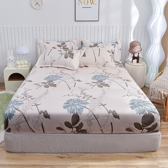 91家纺网 家纺一手货源 找家纺 小雨家纺 2026新款芦荟棉床笠 似水流年