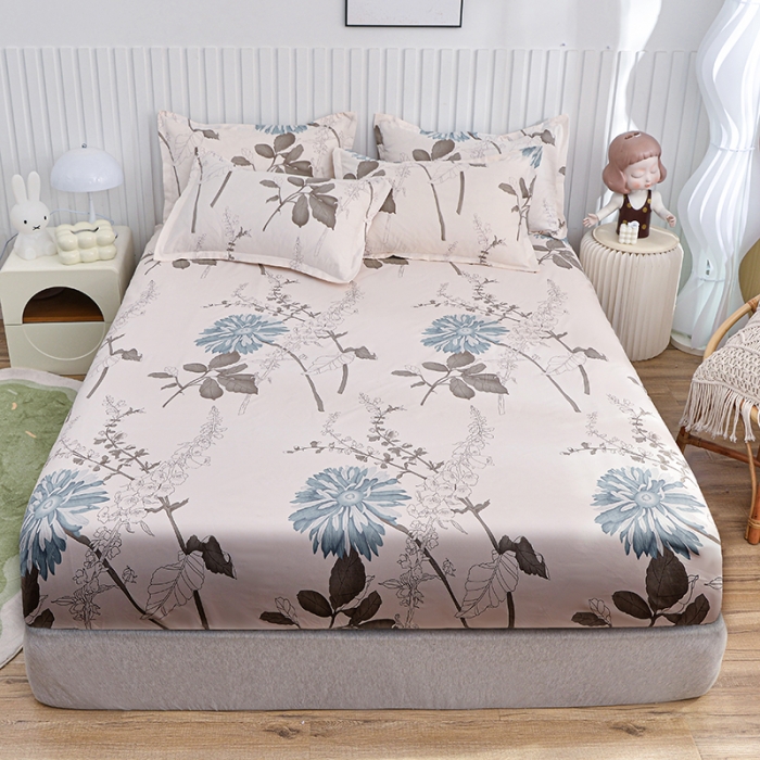 91家纺网 家纺一手货源 找家纺 小雨家纺 2026新款芦荟棉床笠 似水流年