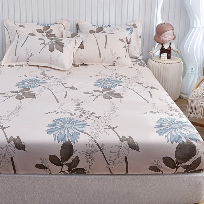 91家纺网 家纺一手货源 找家纺 小雨家纺 2026新款芦荟棉床笠 似水流年