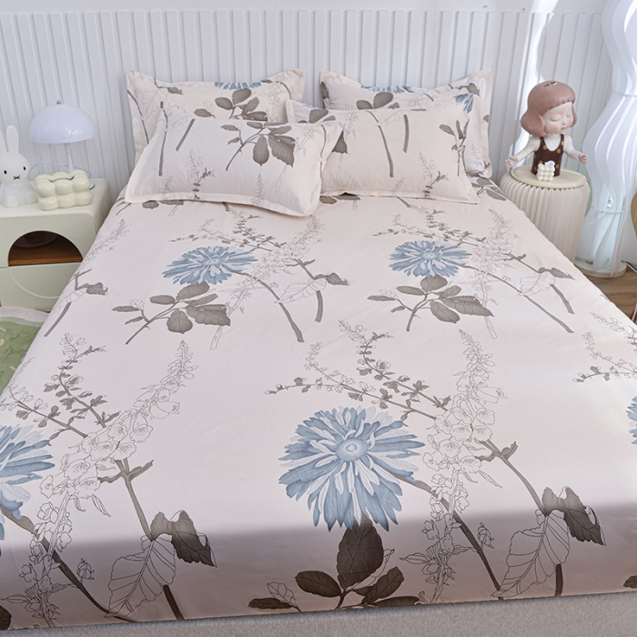 91家纺网 家纺一手货源 找家纺 小雨家纺 2026新款芦荟棉床笠 似水流年