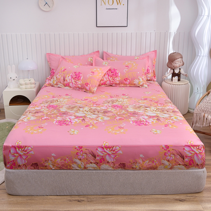 91家纺网 家纺一手货源 找家纺 小雨家纺 2026新款芦荟棉床笠 妩媚花王