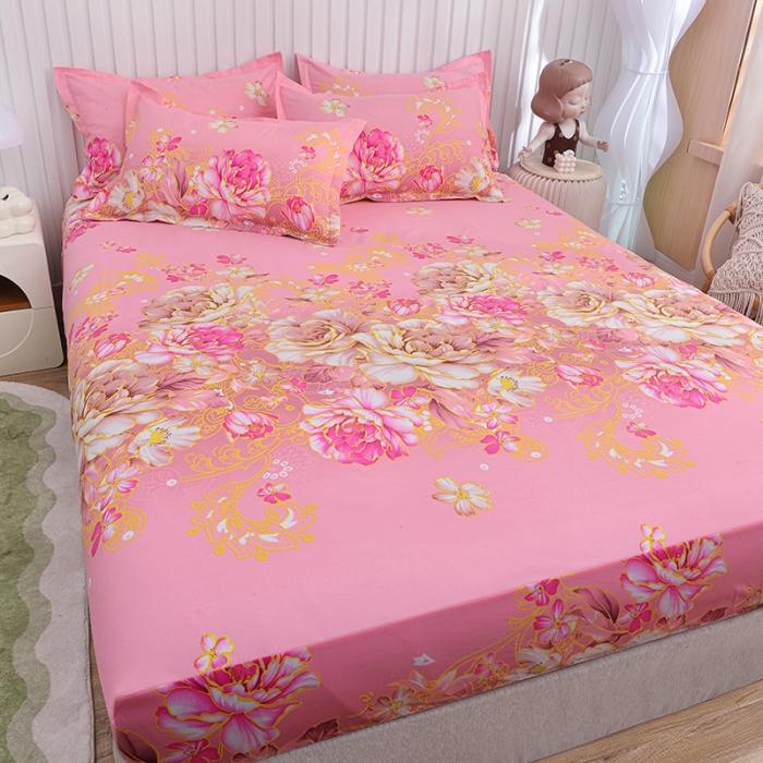 91家纺网 家纺一手货源 找家纺 小雨家纺 2026新款芦荟棉床笠 妩媚花王