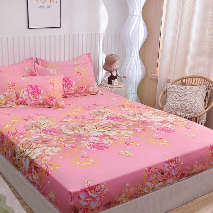 91家纺网 家纺一手货源 找家纺 小雨家纺 2026新款芦荟棉床笠 妩媚花王