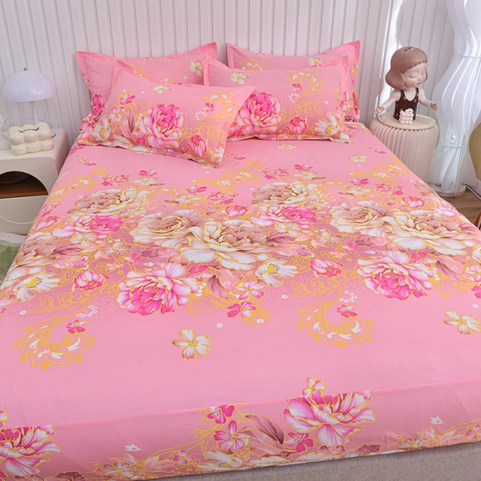 91家纺网 家纺一手货源 找家纺 小雨家纺 2026新款芦荟棉床笠 妩媚花王