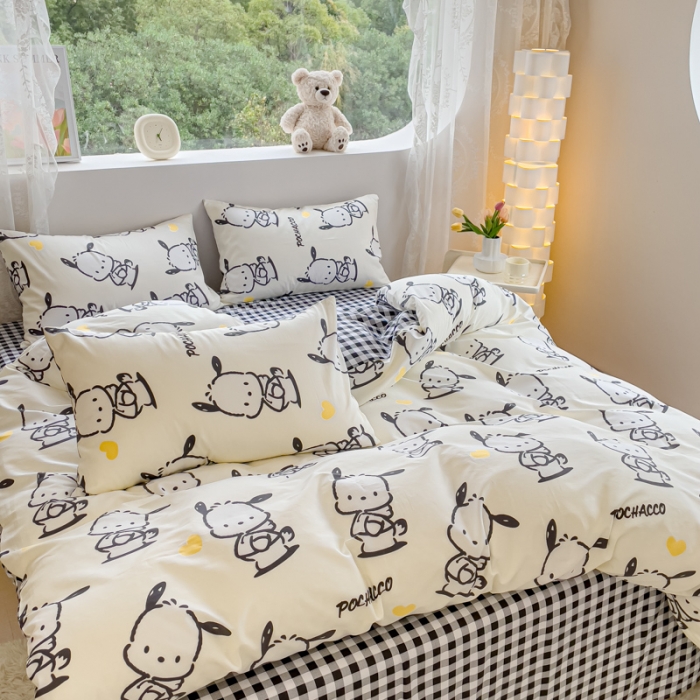 91家纺网 家纺一手货源 找家纺 （总）金丝鸟家纺 2023新款全棉印花可爱卡通帕恰狗四件套