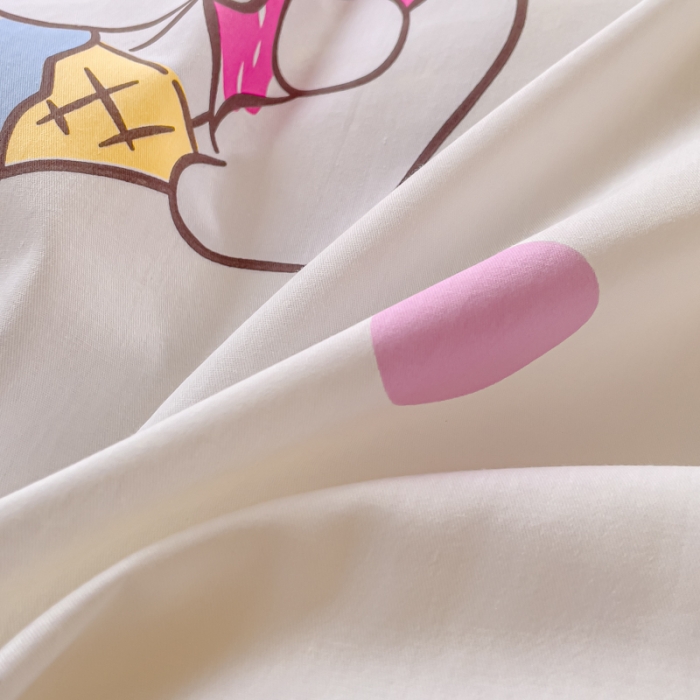 91家纺网 家纺一手货源 找家纺 金丝鸟家纺 2023新款全棉印花可爱卡通帕恰狗四件套 波点帕恰狗