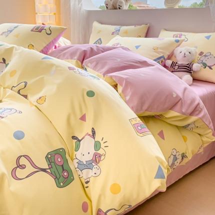 金丝鸟家纺 2023新款全棉印花可爱卡通帕恰狗四件套 音乐帕恰狗