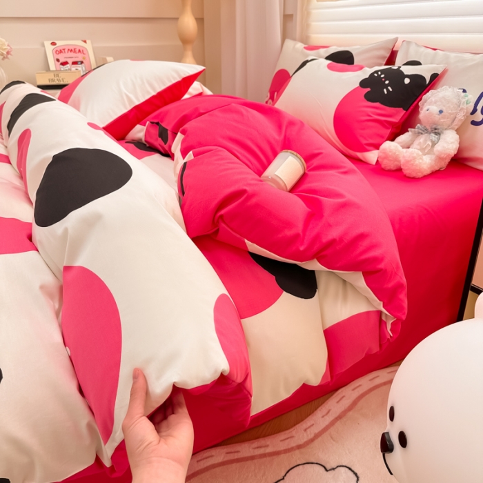 91家纺网 家纺一手货源 找家纺 晨希 2024春夏新款全棉13372印花四件套—卡通系列 KT猫