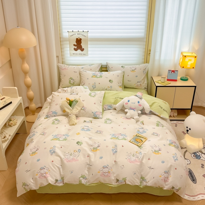 91家纺网 家纺一手货源 找家纺 晨希 2024春夏新款全棉13372印花四件套—卡通系列 调皮狗