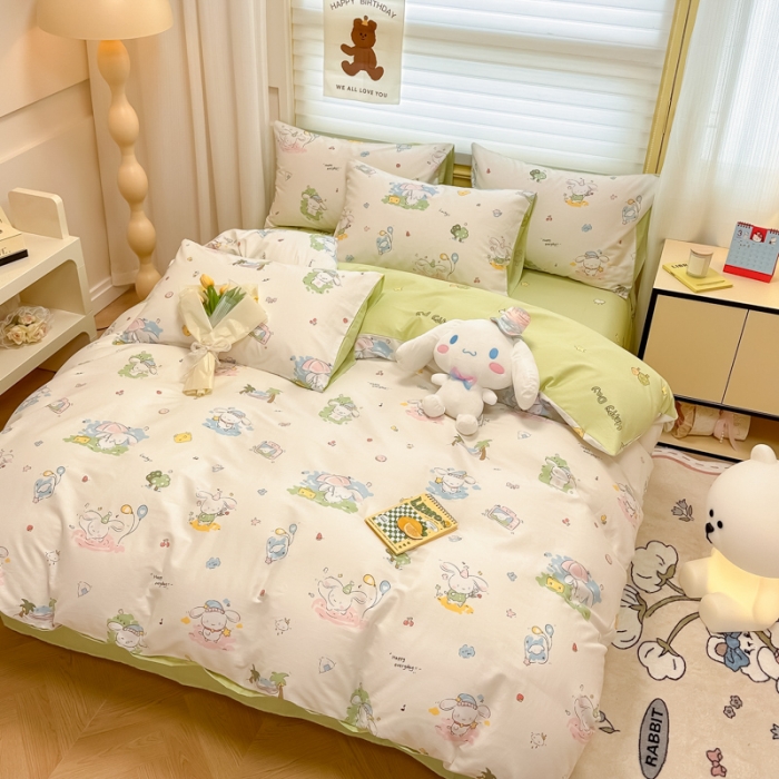 91家纺网 家纺一手货源 找家纺 晨希 2024春夏新款全棉13372印花四件套—卡通系列 调皮狗