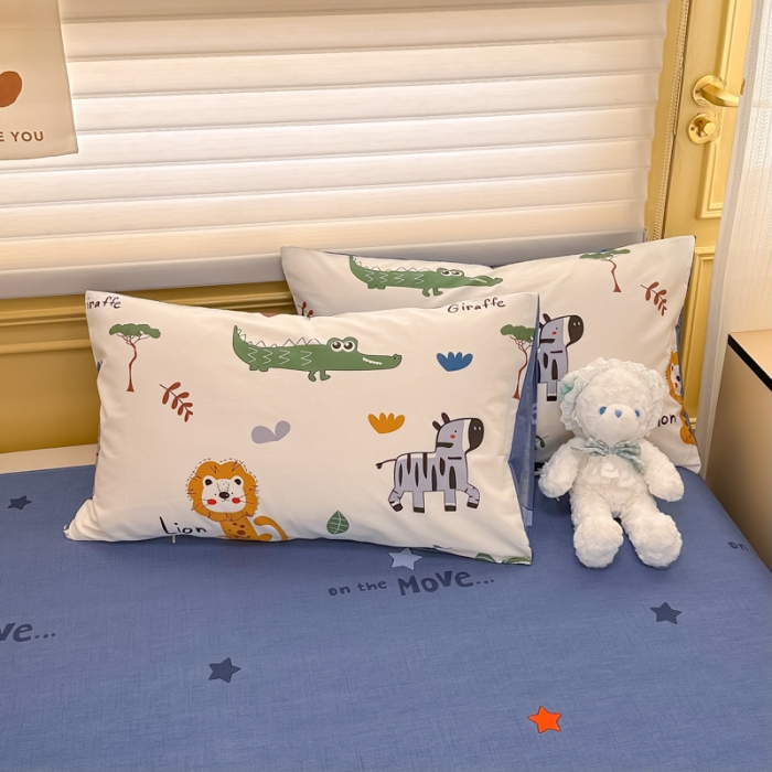 91家纺网 家纺一手货源 找家纺 晨希 2024春夏新款全棉13372印花四件套—卡通系列 动物世界