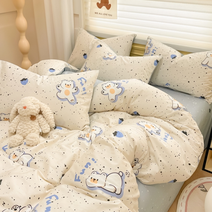 91家纺网 家纺一手货源 找家纺 晨希 2024春夏新款全棉13372印花四件套—卡通系列 蓝莓熊
