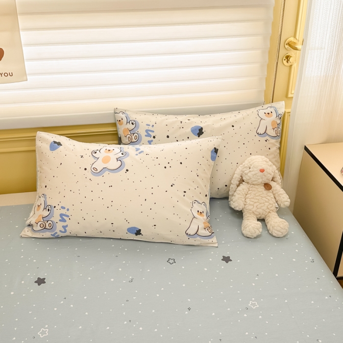 91家纺网 家纺一手货源 找家纺 晨希 2024春夏新款全棉13372印花四件套—卡通系列 蓝莓熊