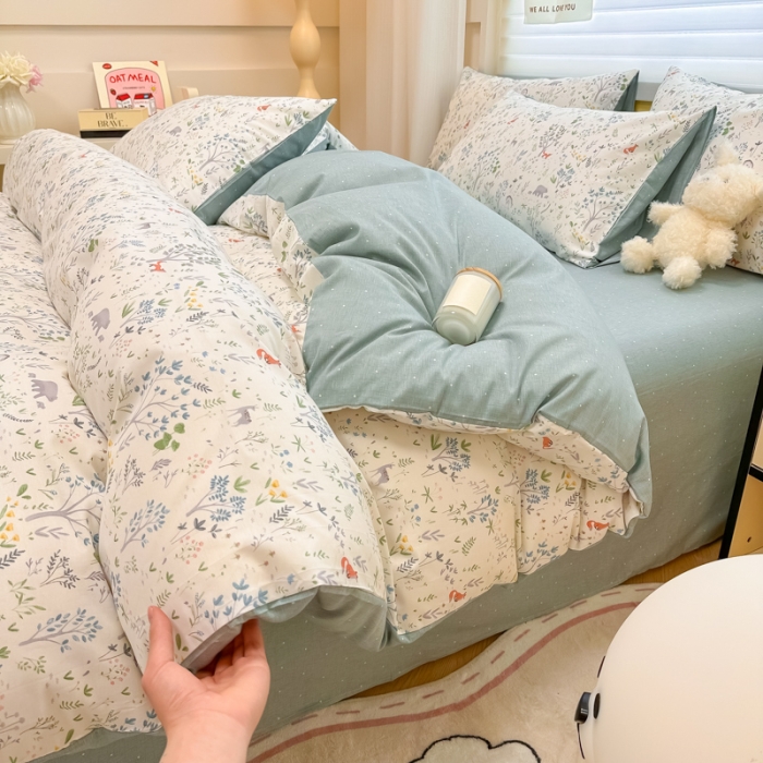 91家纺网 家纺一手货源 找家纺 晨希 2024春夏新款全棉13372印花四件套—卡通系列 森林王国