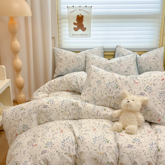 91家纺网 家纺一手货源 找家纺 晨希 2024春夏新款全棉13372印花四件套—卡通系列 森林王国