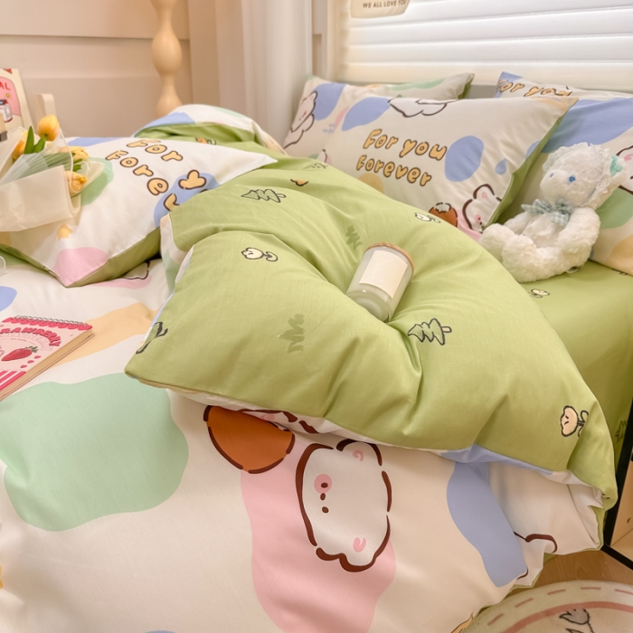 91家纺网 家纺一手货源 找家纺 晨希 2024春夏新款全棉13372印花四件套—卡通系列 小可爱