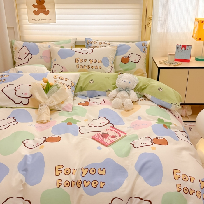 91家纺网 家纺一手货源 找家纺 晨希 2024春夏新款全棉13372印花四件套—卡通系列 小可爱