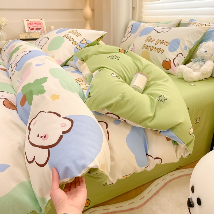 91家纺网 家纺一手货源 找家纺 晨希 2024春夏新款全棉13372印花四件套—卡通系列 小可爱