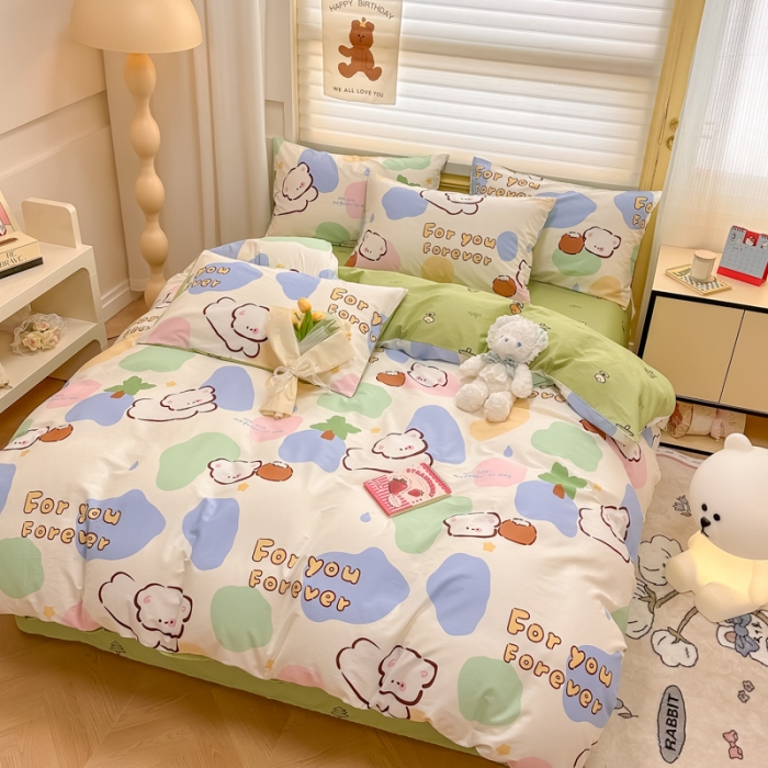 91家纺网 家纺一手货源 找家纺 晨希 2024春夏新款全棉13372印花四件套—卡通系列 小可爱