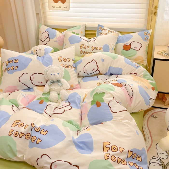 91家纺网 家纺一手货源 找家纺 晨希 2024春夏新款全棉13372印花四件套—卡通系列 小可爱