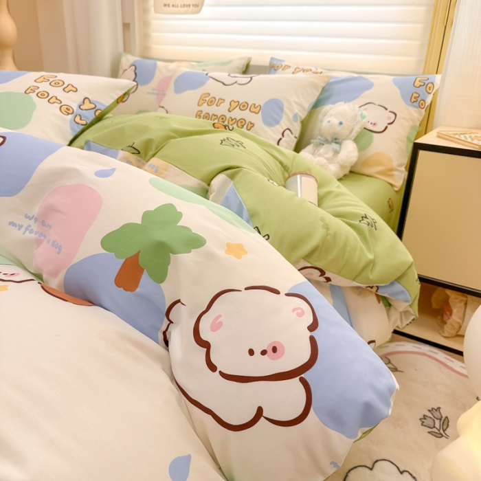 91家纺网 家纺一手货源 找家纺 晨希 2024春夏新款全棉13372印花四件套—卡通系列 小可爱