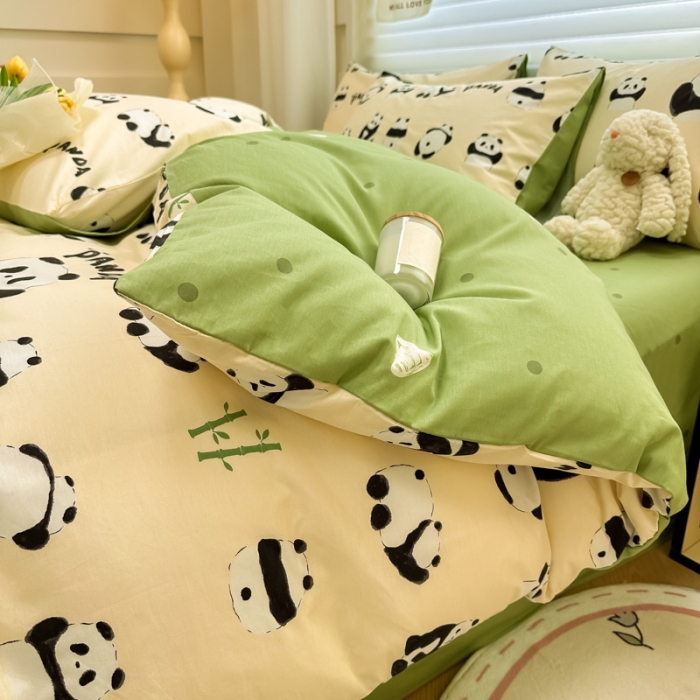 91家纺网 家纺一手货源 找家纺 晨希 2024春夏新款全棉13372印花四件套—卡通系列 竹子熊