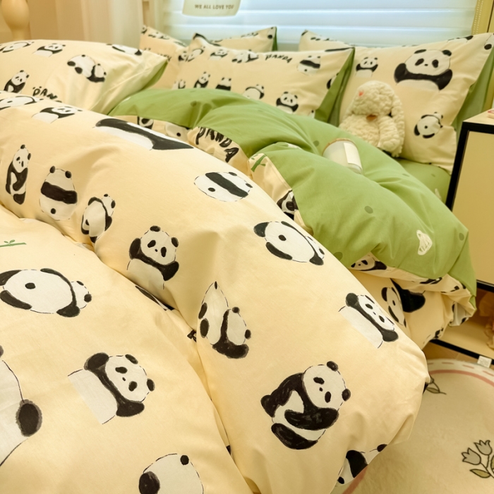 91家纺网 家纺一手货源 找家纺 晨希 2024春夏新款全棉13372印花四件套—卡通系列 竹子熊