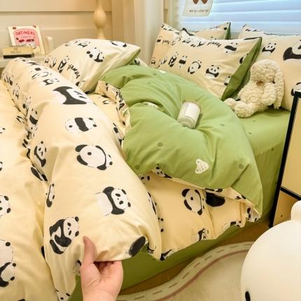 晨希 2024春夏新款全棉13372印花四件套—卡通系列 竹子熊