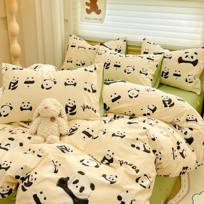 91家纺网 家纺一手货源 找家纺 晨希 2024春夏新款全棉13372印花四件套—卡通系列 竹子熊