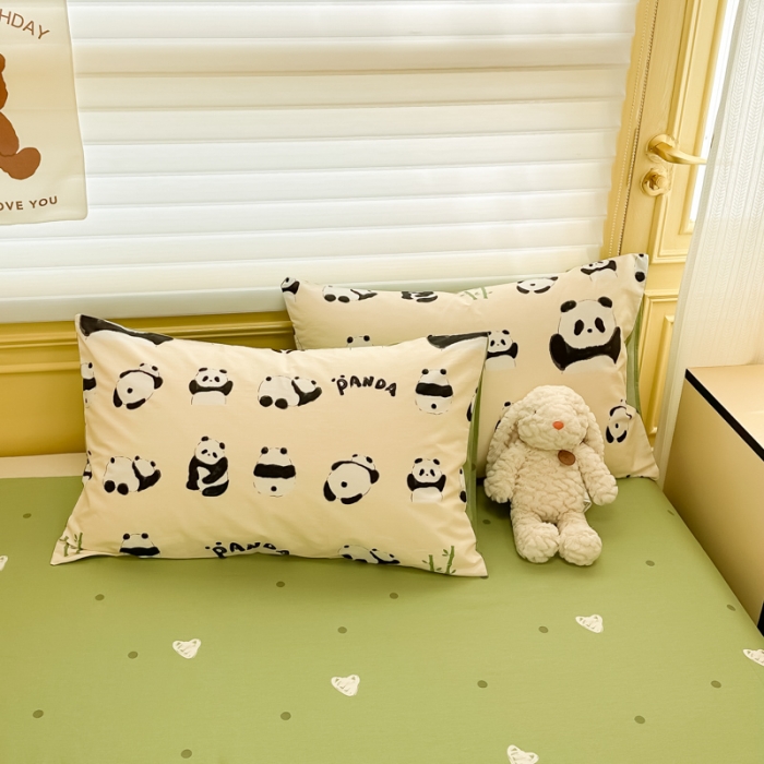 91家纺网 家纺一手货源 找家纺 晨希 2024春夏新款全棉13372印花四件套—卡通系列 竹子熊