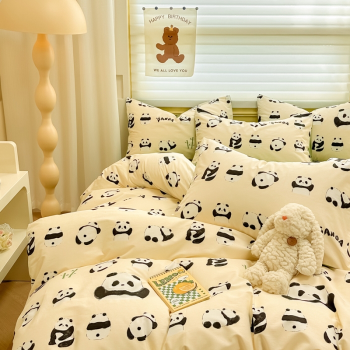 91家纺网 家纺一手货源 找家纺 晨希 2024春夏新款全棉13372印花四件套—卡通系列 竹子熊