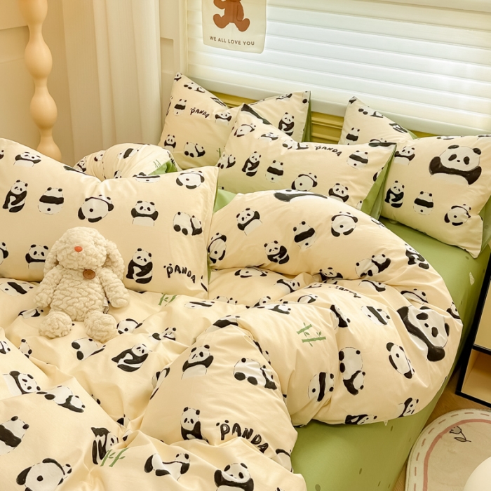 91家纺网 家纺一手货源 找家纺 晨希 2024春夏新款全棉13372印花四件套—卡通系列 竹子熊