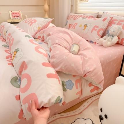 晨希 2024春夏新款全棉13372印花四件套—卡通系列 字母兔