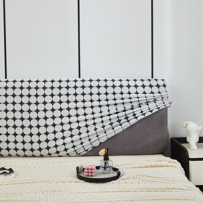 91家纺网 家纺一手货源 找家纺 逐日 2023新款云朵绒-黑白系列床头罩 黑白-波点