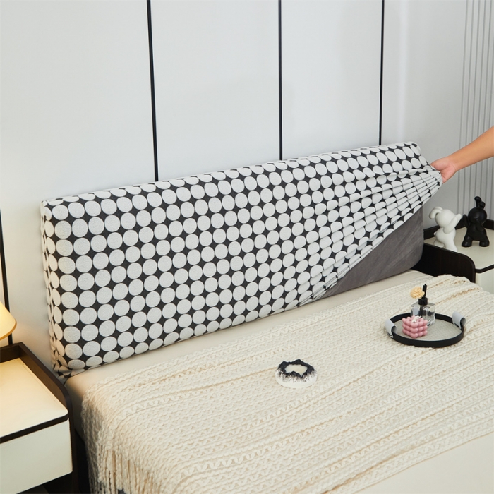 91家纺网 家纺一手货源 找家纺 逐日 2023新款云朵绒-黑白系列床头罩 黑白-波点