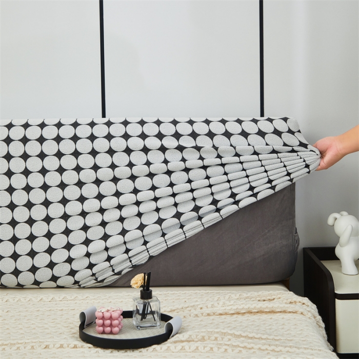 91家纺网 家纺一手货源 找家纺 逐日 2023新款云朵绒-黑白系列床头罩 黑白-波点