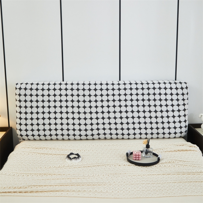 91家纺网 家纺一手货源 找家纺 逐日 2023新款云朵绒-黑白系列床头罩 黑白-波点