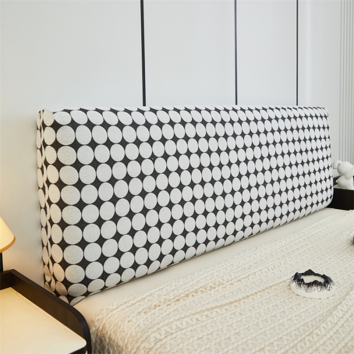 91家纺网 家纺一手货源 找家纺 逐日 2023新款云朵绒-黑白系列床头罩 黑白-波点