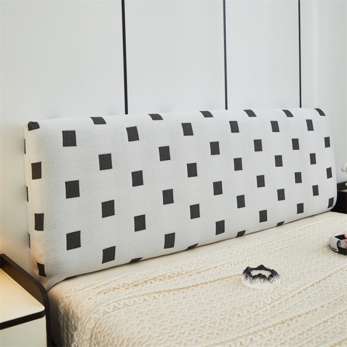 91家纺网 家纺一手货源 找家纺 逐日 2023新款云朵绒-黑白系列床头罩 黑白-方格
