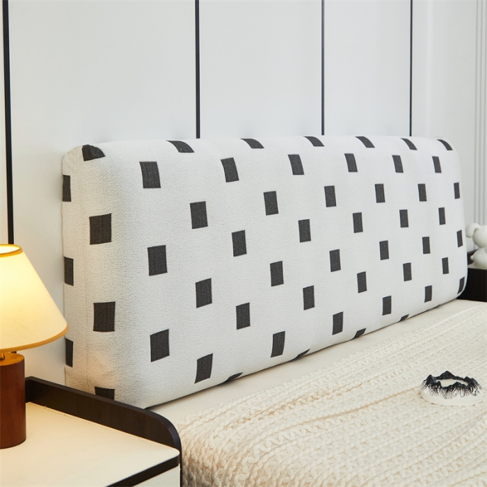 91家纺网 家纺一手货源 找家纺 逐日 2023新款云朵绒-黑白系列床头罩 黑白-方格