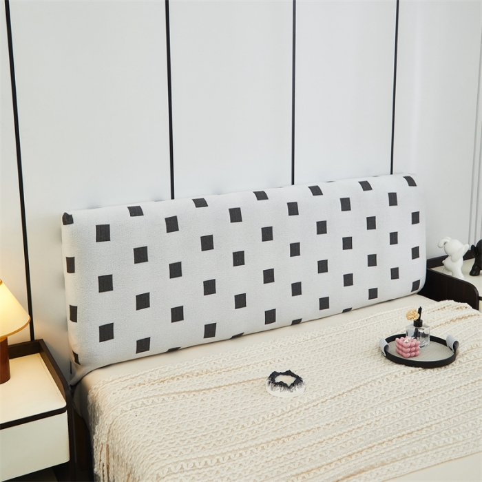 91家纺网 家纺一手货源 找家纺 逐日 2023新款云朵绒-黑白系列床头罩 黑白-方格