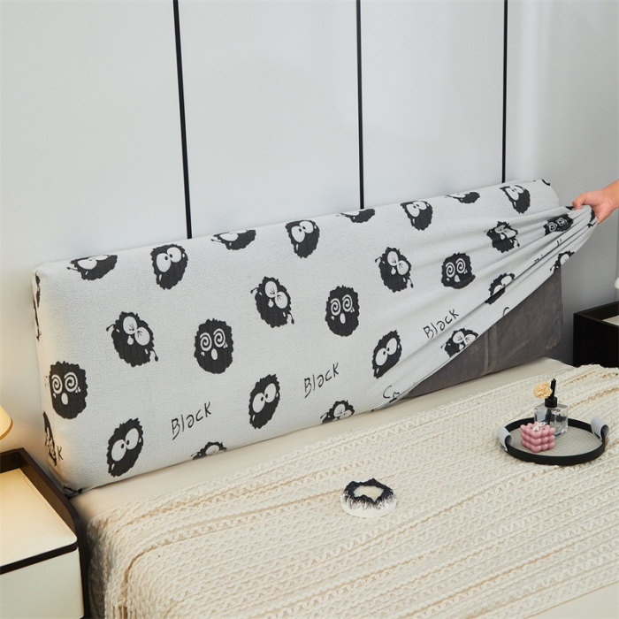 91家纺网 家纺一手货源 找家纺 逐日 2023新款云朵绒-黑白系列床头罩 黑白-煤球