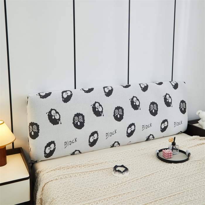 91家纺网 家纺一手货源 找家纺 逐日 2023新款云朵绒-黑白系列床头罩 黑白-煤球