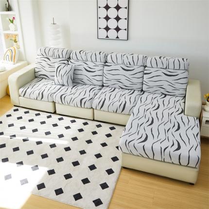 91家纺网 家纺一手货源 找家纺 （总）逐日 2023新款云朵绒-黑白系列沙发笠